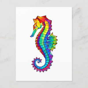 Regenbogen-Polygonal-Seepferdchen Feiertagspostkarte