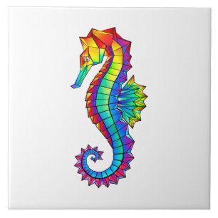 Regenbogen-Polygonal-Seepferdchen Fliese