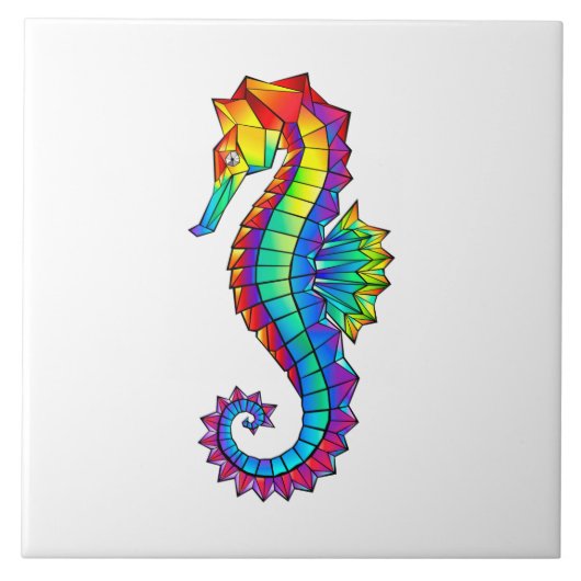 Regenbogen-Polygonal-Seepferdchen Fliese (Vorderseite)