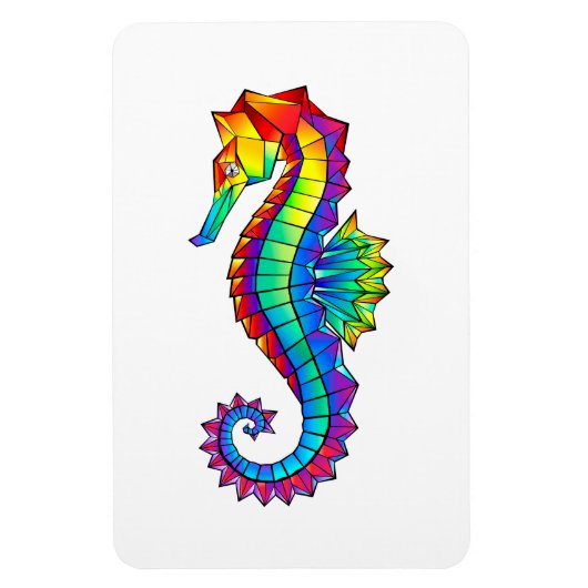 Regenbogen-Polygonal-Seepferdchen Magnet (Vertikal)