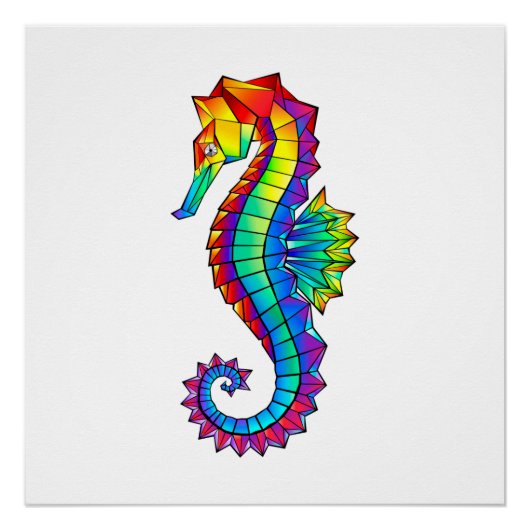 Regenbogen-Polygonal-Seepferdchen Poster (Vorderseite)