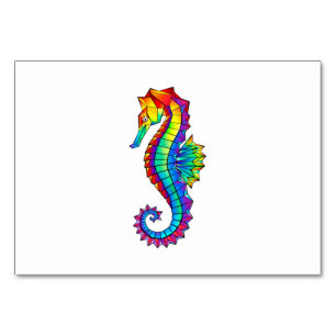 Regenbogen-Polygonal-Seepferdchen Tischnummer