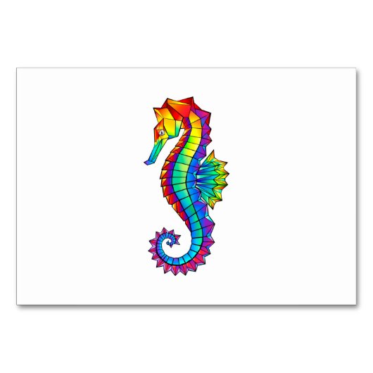 Regenbogen-Polygonal-Seepferdchen Tischnummer (Vorderseite)