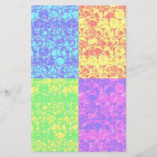 Regenbogen-Pop-Art-Blasenfolie Briefpapier (Vorderseite)