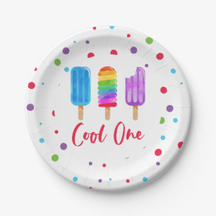 Regenbogen Pop Cool One 1. Geburtstag Pappteller