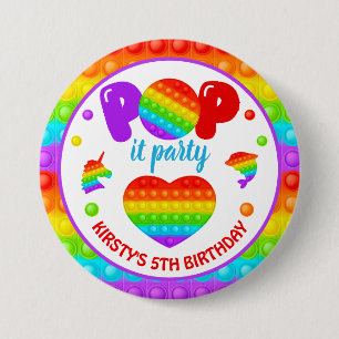 Regenbogen-Pop-It-Fidget-Spielzeug-Geburtstagsfeie Button