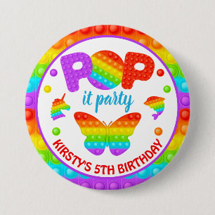 Regenbogen-Pop-It-Fidget-Spielzeug-Geburtstagsfeie Button