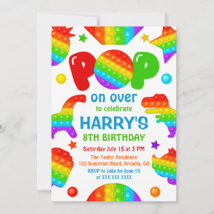 Regenbogen-Pop-It-Fidget-Spielzeug-Geburtstagsfeie Einladung