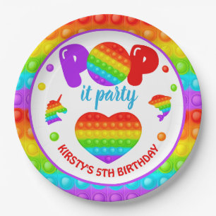 Regenbogen-Pop-It-Fidget-Spielzeug-Geburtstagsfeie Pappteller