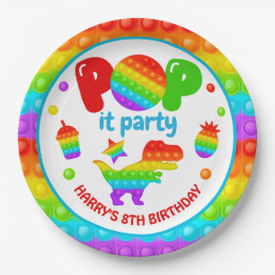 Regenbogen-Pop-It-Fidget-Spielzeug-Geburtstagsfeie Pappteller
