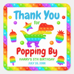 Regenbogen-Pop-It-Fidget-Spielzeug-Geburtstagsfeie Quadratischer Aufkleber