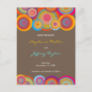 Regenbogen Pop Kreise Save The Date Hochzeitspostk Ankündigungspostkarte