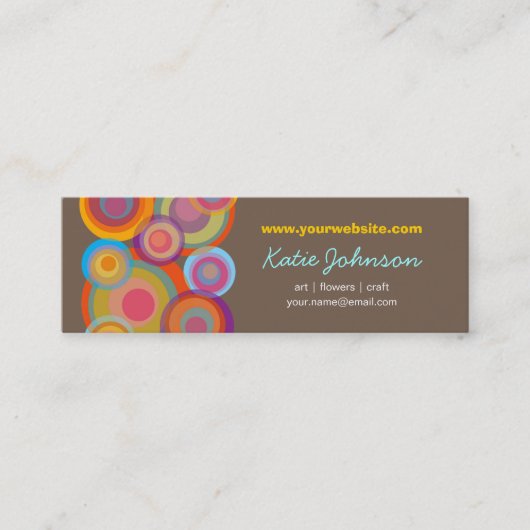 Regenbogen-Pop kreist bunter Retro SpaßGroovy Chic Mini Visitenkarte (Vorderseite)
