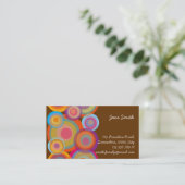 Regenbogen-Pop kreist bunter Retro SpaßGroovy Chic Visitenkarte (Stehend Vorderseite)