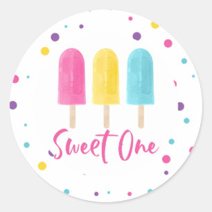 Regenbogen Pop Sweet One 1. Geburtstag Runder Aufkleber