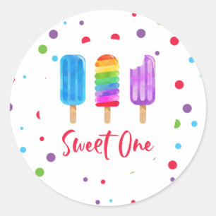 Regenbogen Pop Sweet One 1. Geburtstag Runder Aufkleber