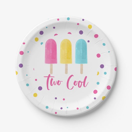 Regenbogen Pop Two Cool 2. Geburtstag Pappteller (Vorderseite)