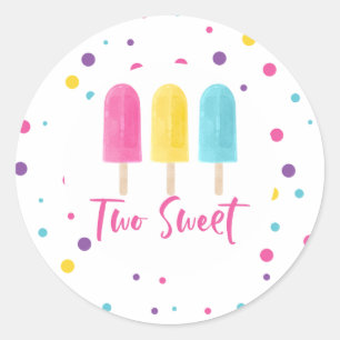 Regenbogen Pop Two Sweet 2. Geburtstag Runder Aufkleber