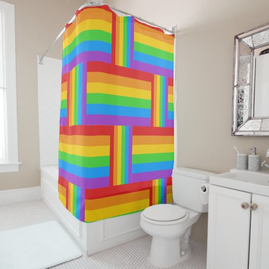 Regenbogen Pride Grid Duschvorhang (Beispiel)
