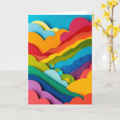 Regenbogen-Prisma-Papiercollage Karte (Gelbe Blume)