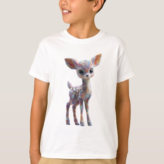 Regenbogen-Psychedelic-Hirsch-Kind T-Shirt (Vorderseite)