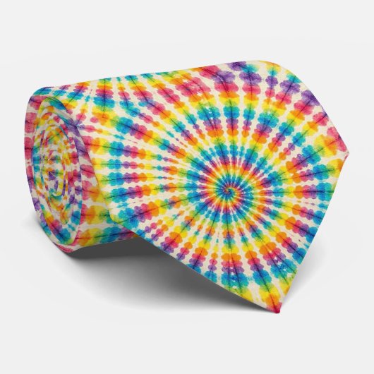 Regenbogen-Psychedelic-Tie-Dye-Schlips Krawatte (Gerollt)