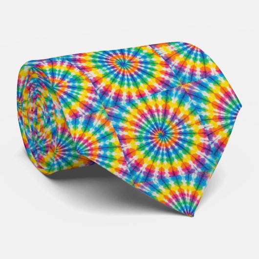 Regenbogen-Psychedelic-Tie-Dye-Schlips Krawatte (Gerollt)