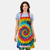 Regenbogen-Psychedelic-Tie-Dye-Schürze Schürze (Getragen)