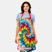 Regenbogen-Psychedelic-Tie-Dye-Schürze Schürze (Getragen)