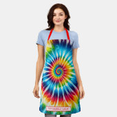 Regenbogen-Psychedelic-Tie-Dye-Schürze Schürze (Getragen)