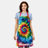 Regenbogen-Psychedelie-Tie-Dye-Schürze Schürze (Getragen)