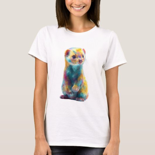 Regenbogen-Psychedelische-Bunte-Frettchen-Frauen T-Shirt (Vorderseite)