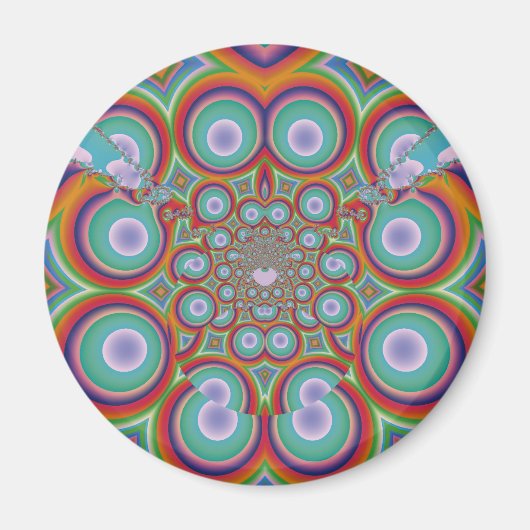 Regenbogen-Psychedelische-Optische-Abstrakte-Kunst Magnet (Vorne)
