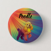 Regenbogen-Psychedelischer-Bunter-Pudel-Knopf Button (Vorderseite)