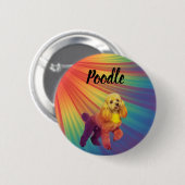 Regenbogen-Psychedelischer-Bunter-Pudel-Knopf Button (Vorne & Hinten)