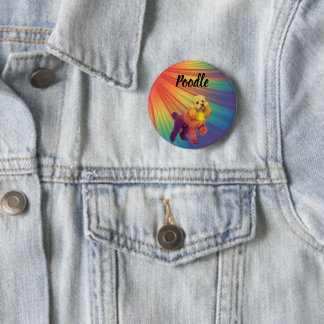 Regenbogen-Psychedelischer-Bunter-Pudel-Knopf Button