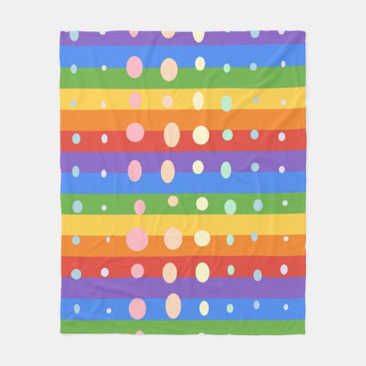 REGENBOGEN PUNKT STREIFEN FLEECEDECKE (Vorderseite)