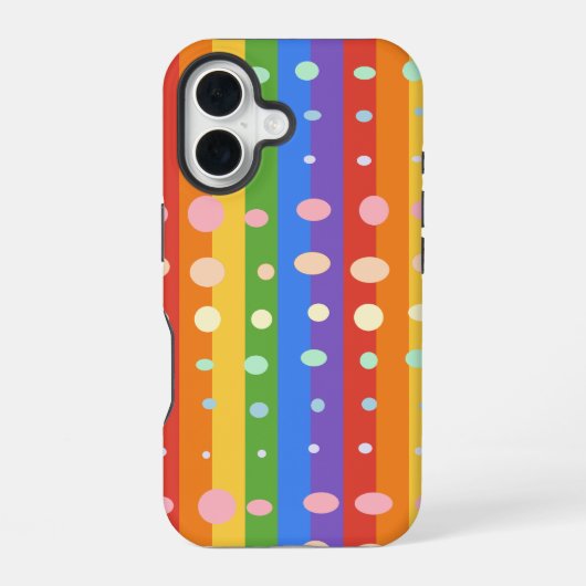 REGENBOGEN PUNKT STREIFEN iPhone 16 HÜLLE (Rückseite)