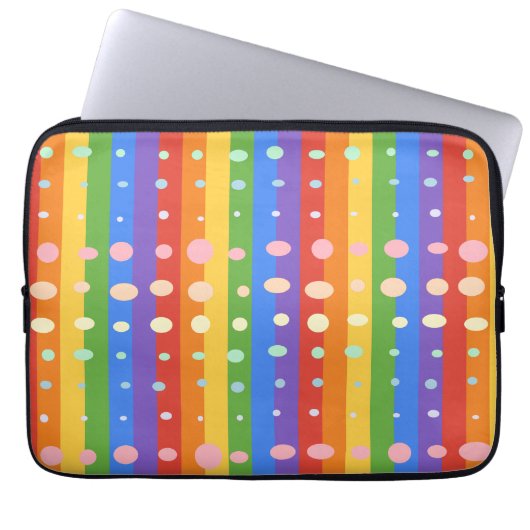 REGENBOGEN PUNKT STREIFEN LAPTOPSCHUTZHÜLLE (Vorderseite)