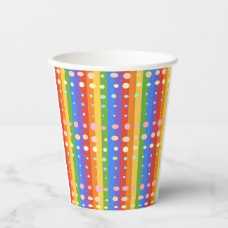 REGENBOGEN PUNKT STREIFEN PAPPBECHER