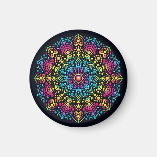 Regenbogen-Punktbemalte Mandala Magnet (Vorne)