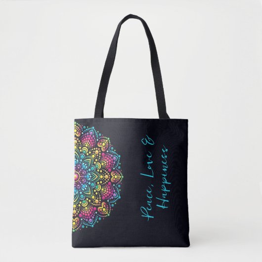 Regenbogen-Punktbemalte Mandala Tasche (Vorderseite)