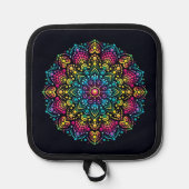 Regenbogen-Punktbemalte Mandala Topflappen (Vorderseite)