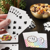 Regenbogen-Punkte-Karos und Streifen mit Monogramm Spielkarten (In Situ)
