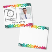 Regenbogen-Punkte-Logo und Mitarbeiterfoto Ausweis (Vorder- & Rückseite)