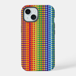Regenbogen Punkte und Streifen iPhone 15 Hülle