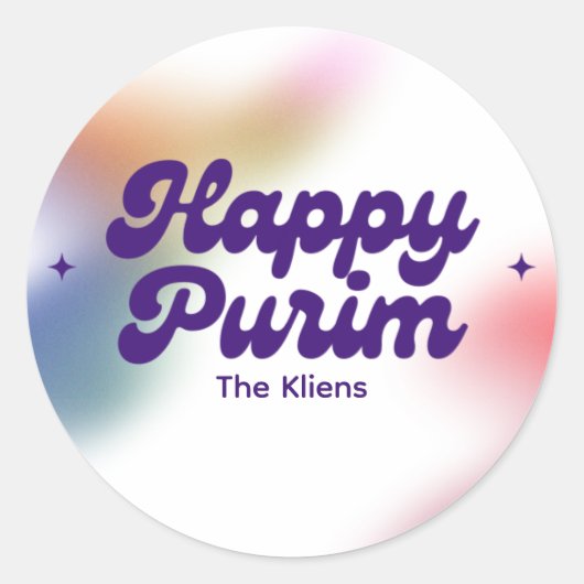 Regenbogen Purim Etikett Runder Aufkleber (Vorderseite)