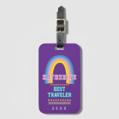 Regenbogen Purpur Gepäckanhänger (Vorderseite Vertikal)