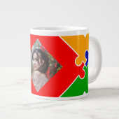 Regenbogen-Puzzle-Buchstabe X-Monogramm Jumbo-Tasse (Vorderseite Rechts)