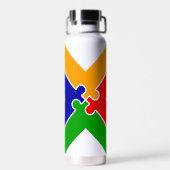 Regenbogen-Puzzle-Buchstabe X-Monogramm Trinkflasche (Rückseite)